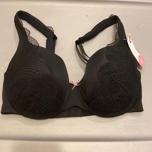 34 DD black lace lightly lined balconette bra NWT Lane Bryant bra